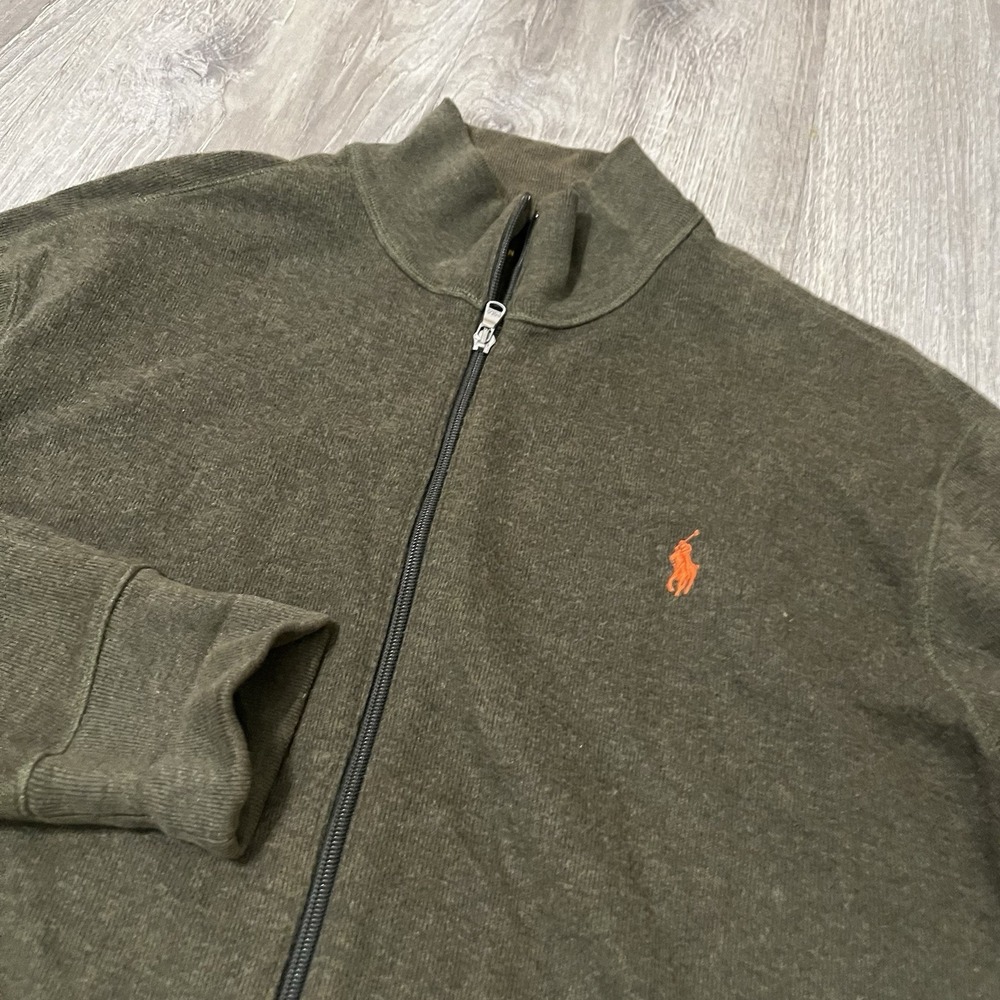 Polo Ralph Lauren Performance Mens L Green Track Jacket Zip-Up & Pockets